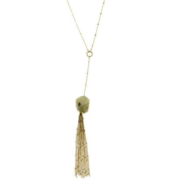 Express Jewelry - Semi-Precious Tassel Long-Necklace Gold/Green NWT